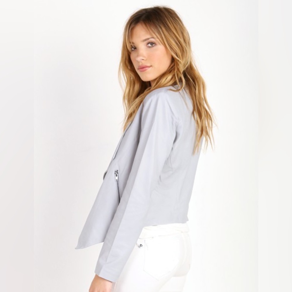 BB Dakota Harper Soft Lamb Leather Jacket in Dove Grey